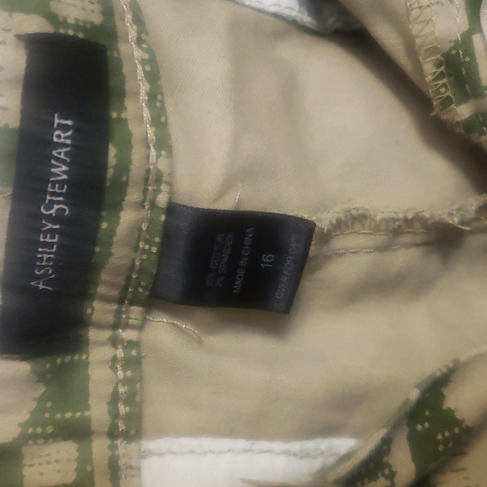 Ashley Stewart Green Tan Printed Pants Plus Size 16 - Picture 5 of 6